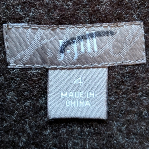 J. Jill Skirt Sequinned Wool Blend Walnut Brown Copper Shimmer Side Zip size 4 - Picture 6 of 9